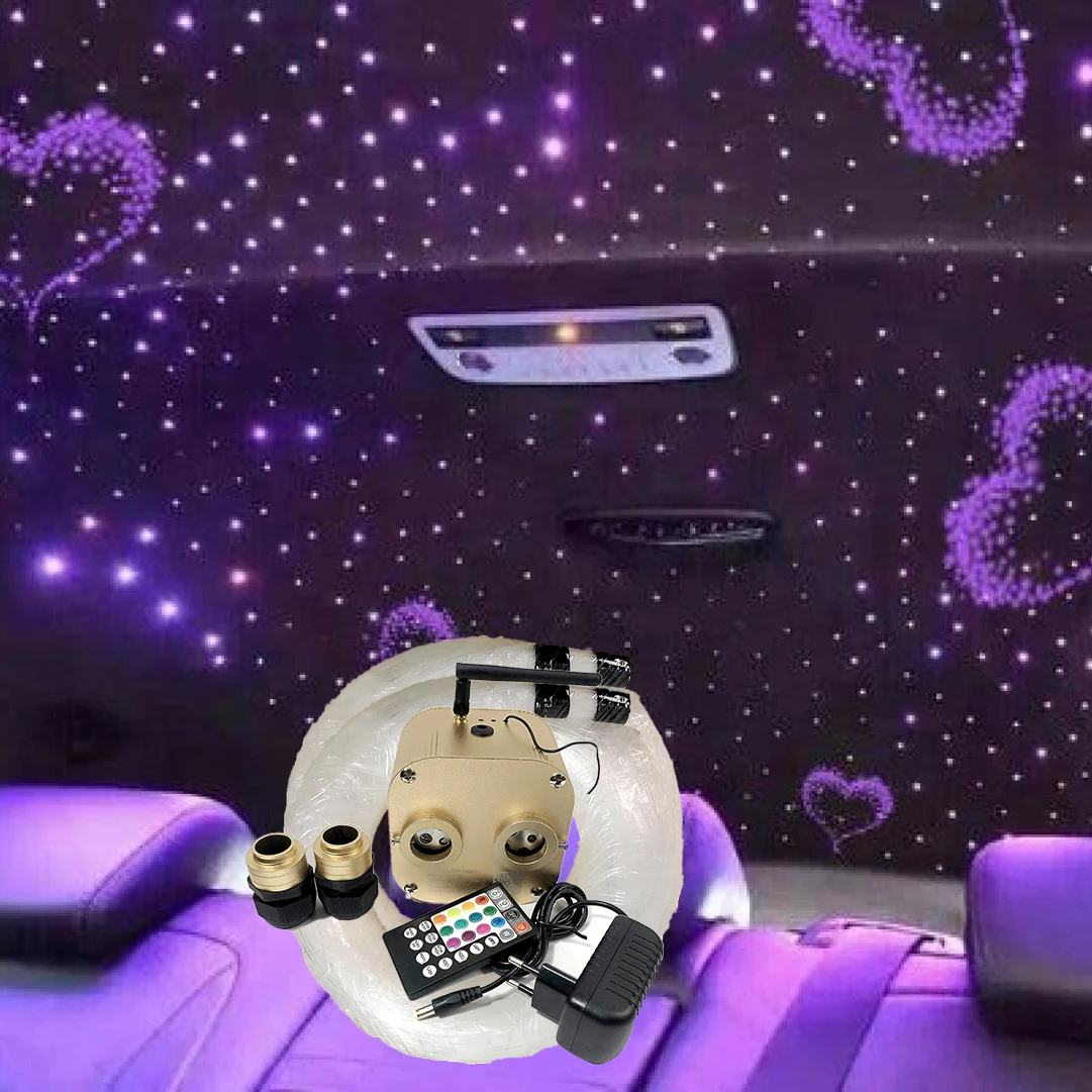 

Optic Lighting Smart APP Twinkle Fiber Light engine RF control Optic Cable Starry Effect Ceiling Double Heads Lights lamp Key