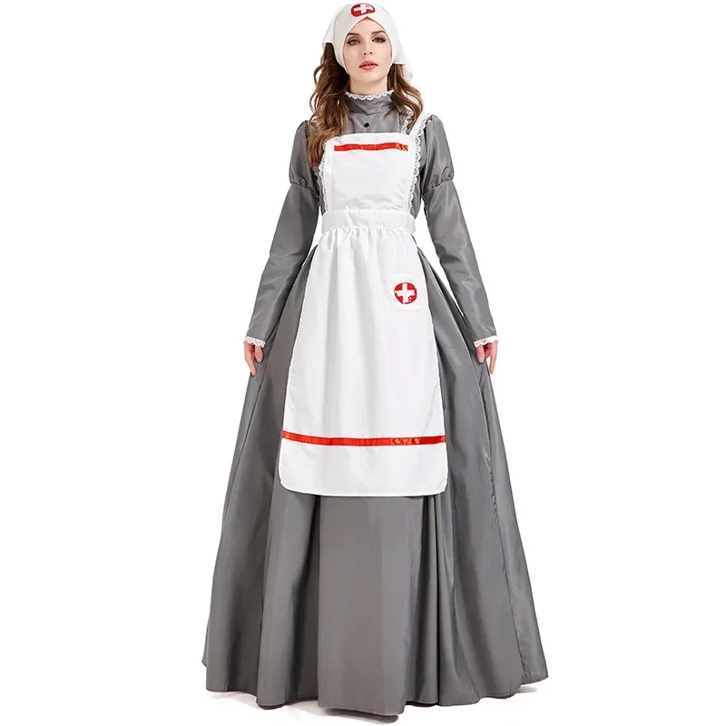 Florence Nightingale Night Watchman Nurse Uniform Dress Cosplay Costume Suit For Girls Woman Maid Party Stage Costumes