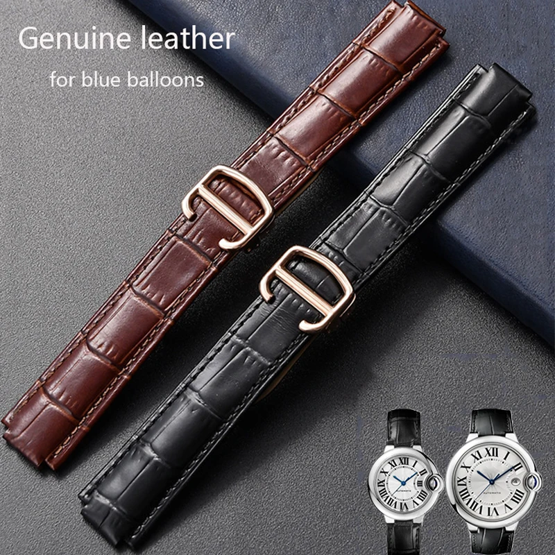 Genuine leather strap for Cartier Blue balloon strap bracelet Durable and high-quality14/16/18/20/22mm