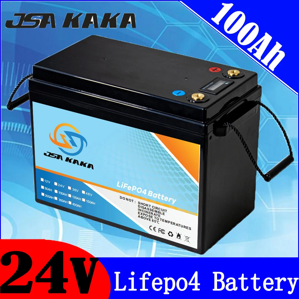 24V Battery 24V 100Ah 80Ah 50Ah LiFePo4 Battery Lithium Iron Phosphate Batteries Built-in BMS For Solar RV Home Storage Boat