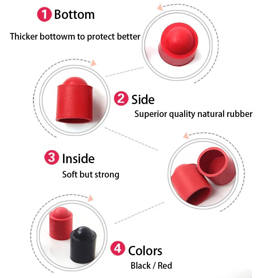 Acessório do protetor de borracha inferior da cue do bilhar do snooker 10 pces pelo bloco