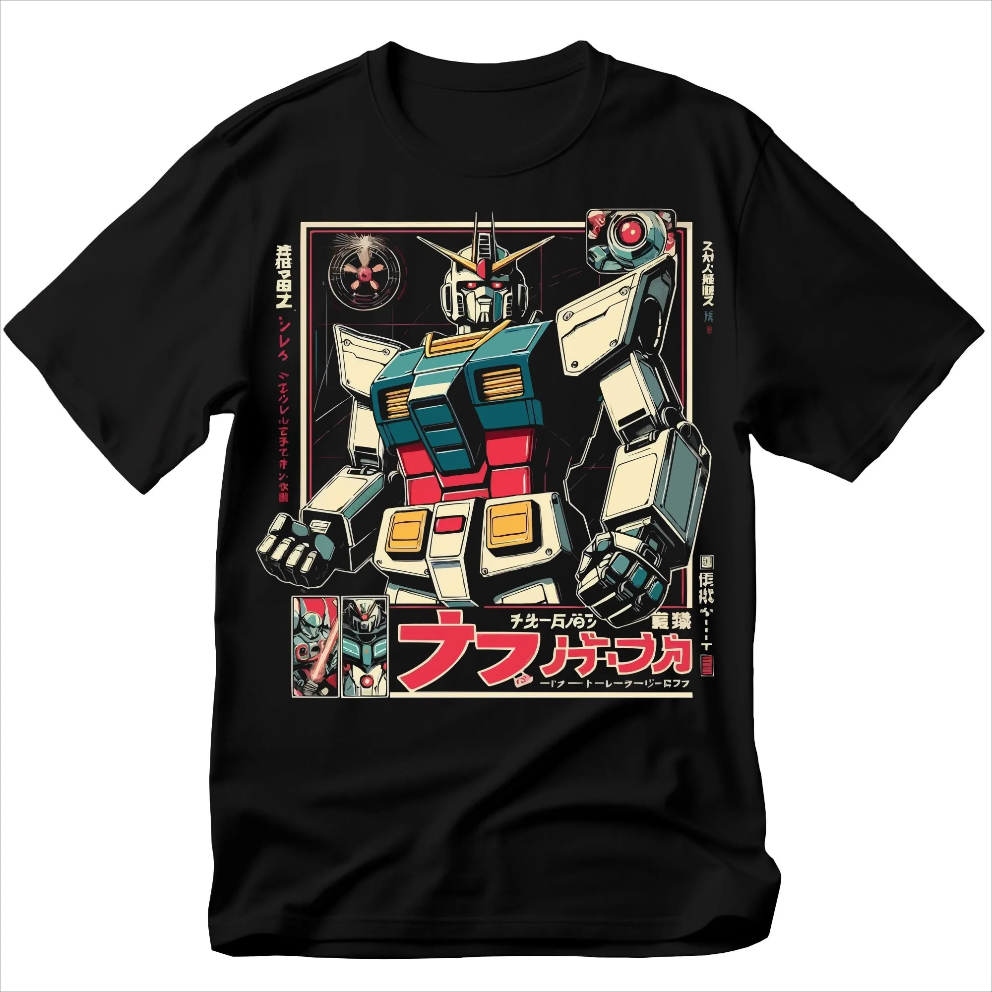 

Retro Gundam RX-78-2 T-Shirt Vintage Mecha Anime Manga Poster Design Tee Cotton Oversized Streetwear Tops Harajuku Clothing