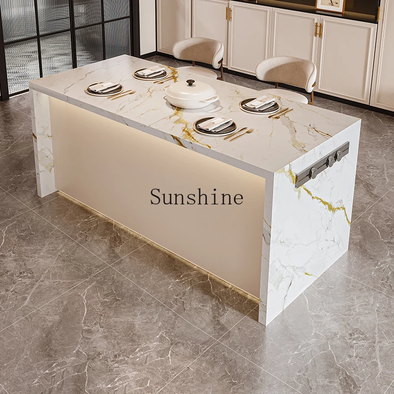 Rock slab island cabinet independent dining table integrated kitchen partition open middle guide table