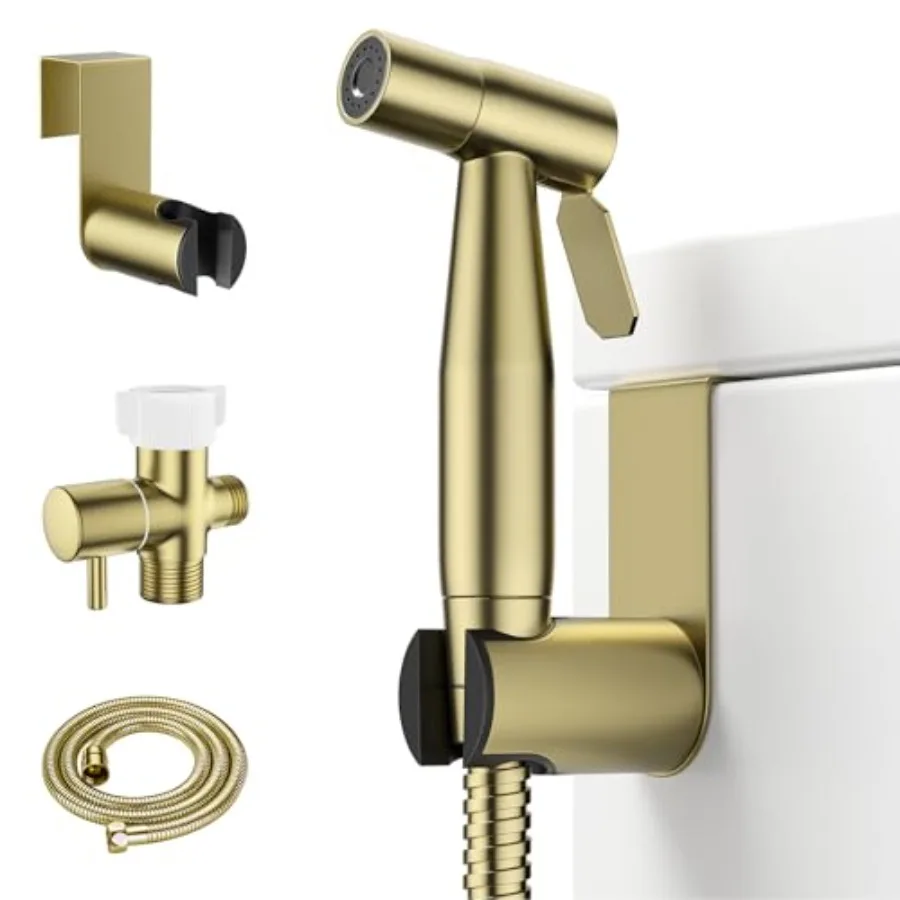 

Gold Handheld Bidet Sprayer for Toilet Stainless Steel, Gold, Adjustable Water Pressure Control for Baby/Feminine Wash