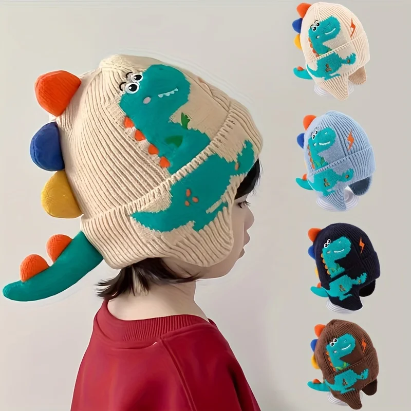 Winter Kind Warme Mütze Winddicht Verdickt Gestrickte Ohr Schutz Mit Kapuze Hut Im Freien Coldproof Thermische Dinosaurier Ohrenschützer Kappe