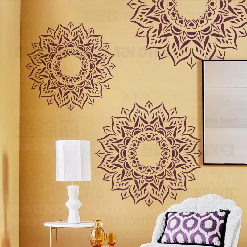 

40cm - 80cm Stencil Decor For Plaster Painting Wall Template To Paint Putty Big Large Mandala Ceiling Round Exotic S370