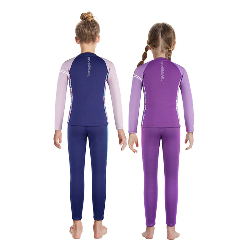 2.5mm Neoprene Two Pieces Set Wetsuit Kids Youth Thick Thermal Swimsuits Surfing Full Diving Suit Children Scuba Wet Suits