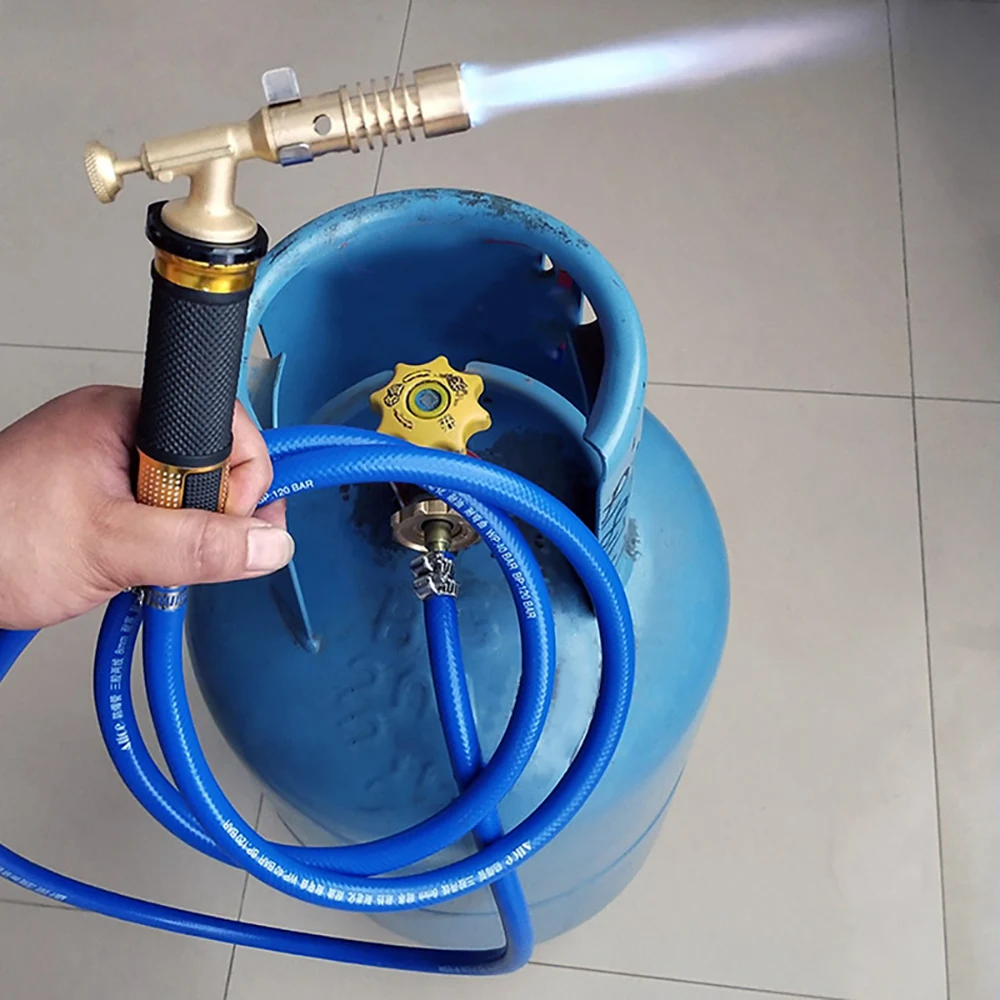 LPG Gas Torch Handle High Temperature Gold Silver Smelting Fire Torch Handheld Copper Aluminum Iron Welding Gun LPG Flamethrower