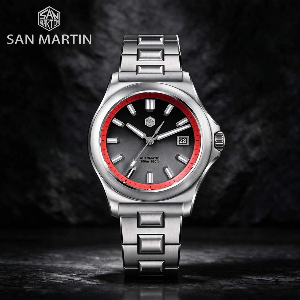 San Martin 41mm Luxury Sports Mens Watch Original Miyota 9015 Automatic Movement Sapphire Crystal 200m Water Resistance SN0119