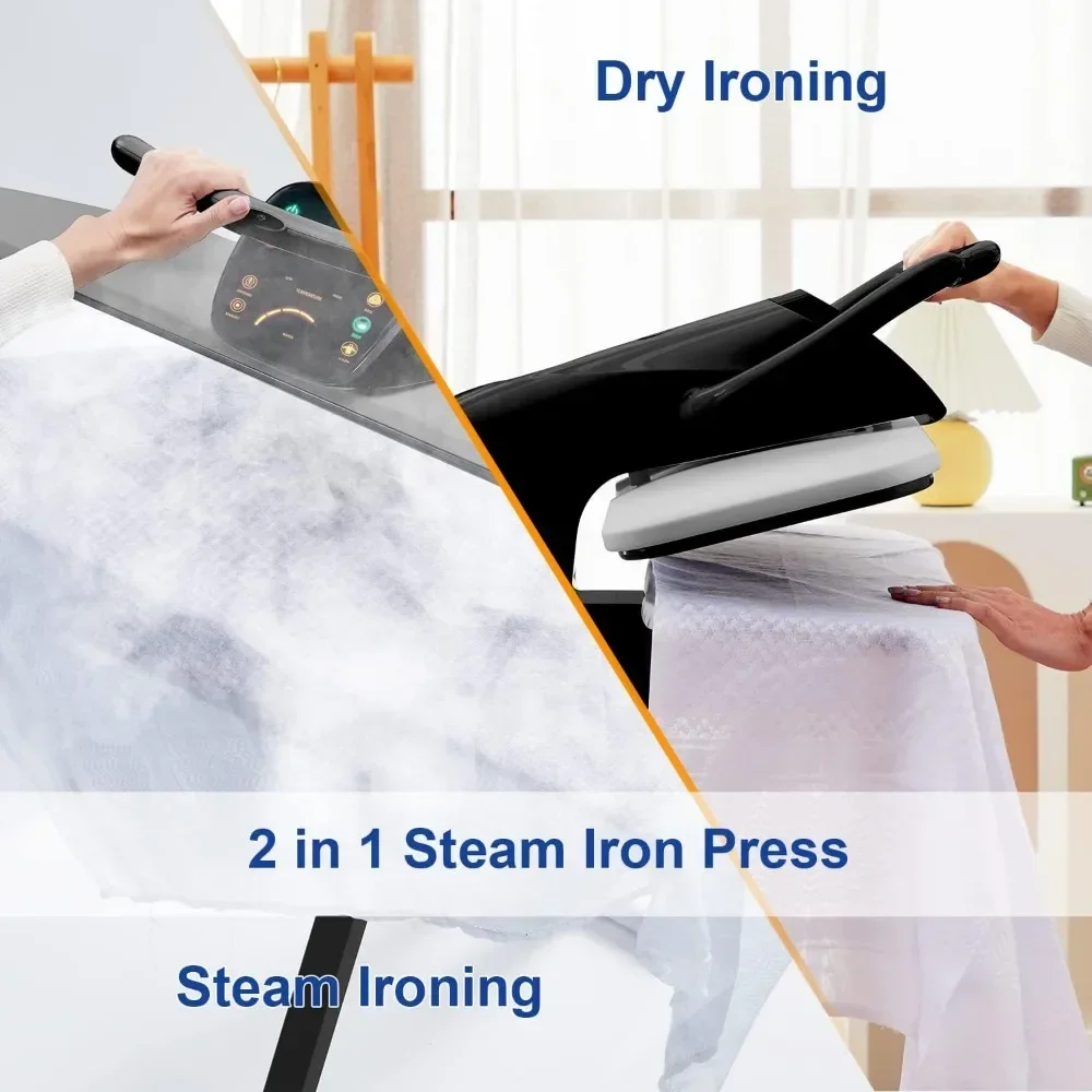 Steam Iron Press with LED Touch Screen, 1800W Steam Press with 5 Fabric Settings Language