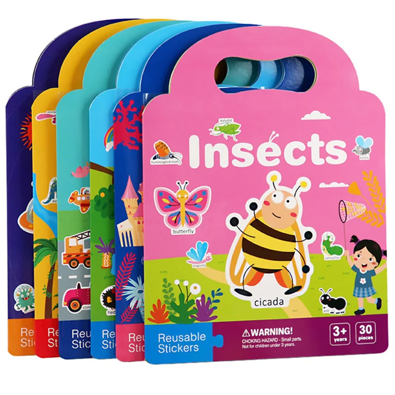Tragbare Handheld-Szenen-Aufkleberbücher: Kognitive Lernspielzeuge, Tier- und Dinosaurier-Quiet-Books, Montessori-Frühförderungsgeschenke für Kinder