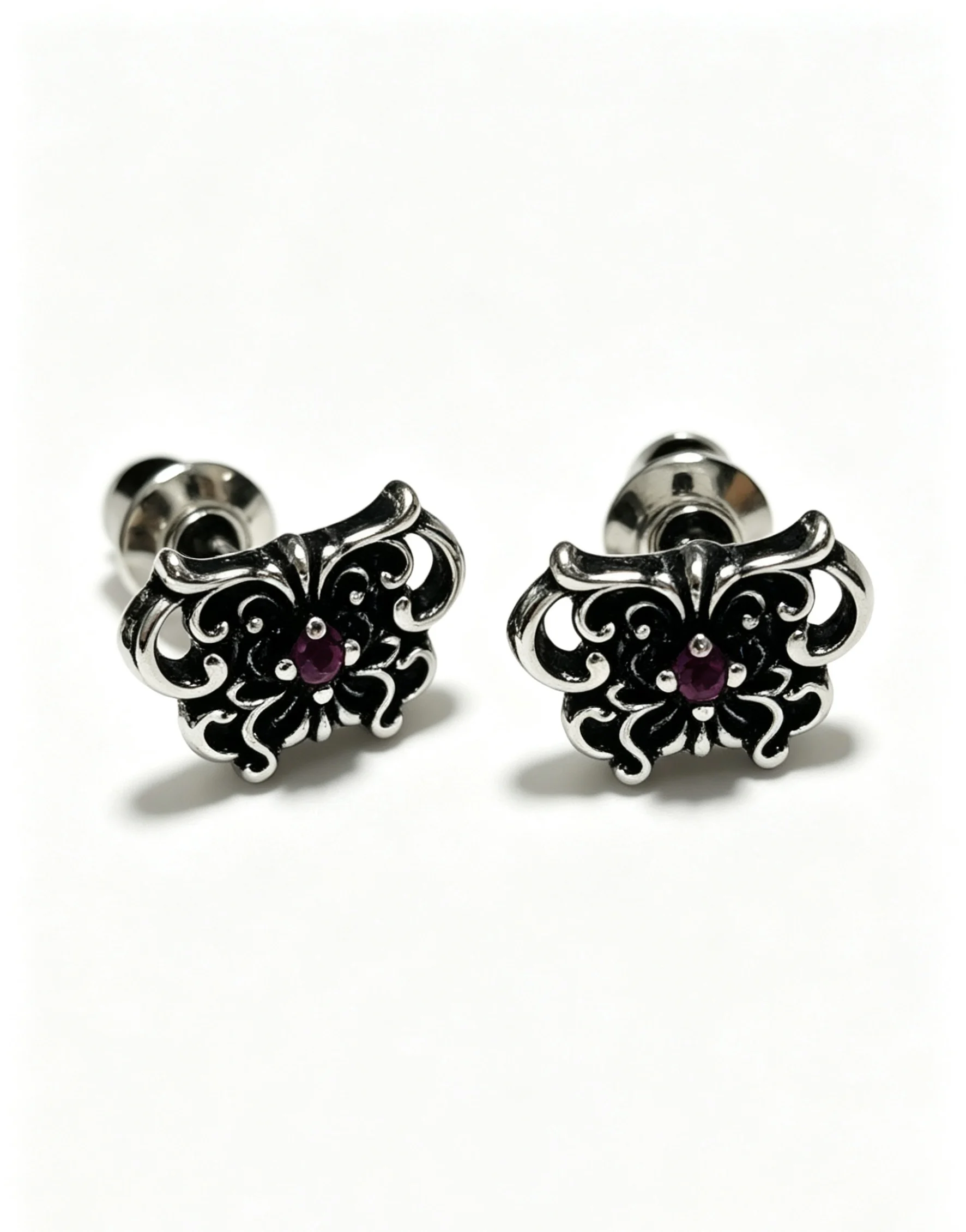 

S925 sterling silver retro old purple stone charm butterfly stud earrings women's high-end light luxury CH jewelry