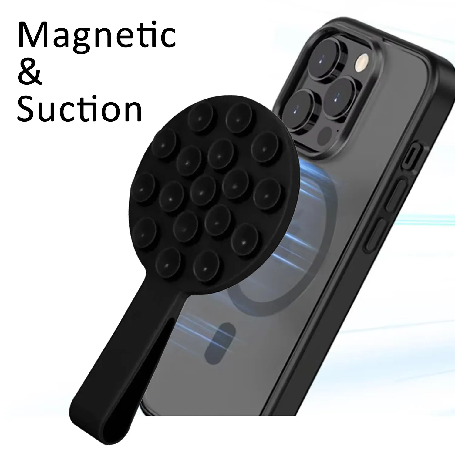 Multi Functional Magnetic Phone Holder with Silicone Suction Cup Portable Handheld Person Stand For Magsafe iPhone 16-12 Mount