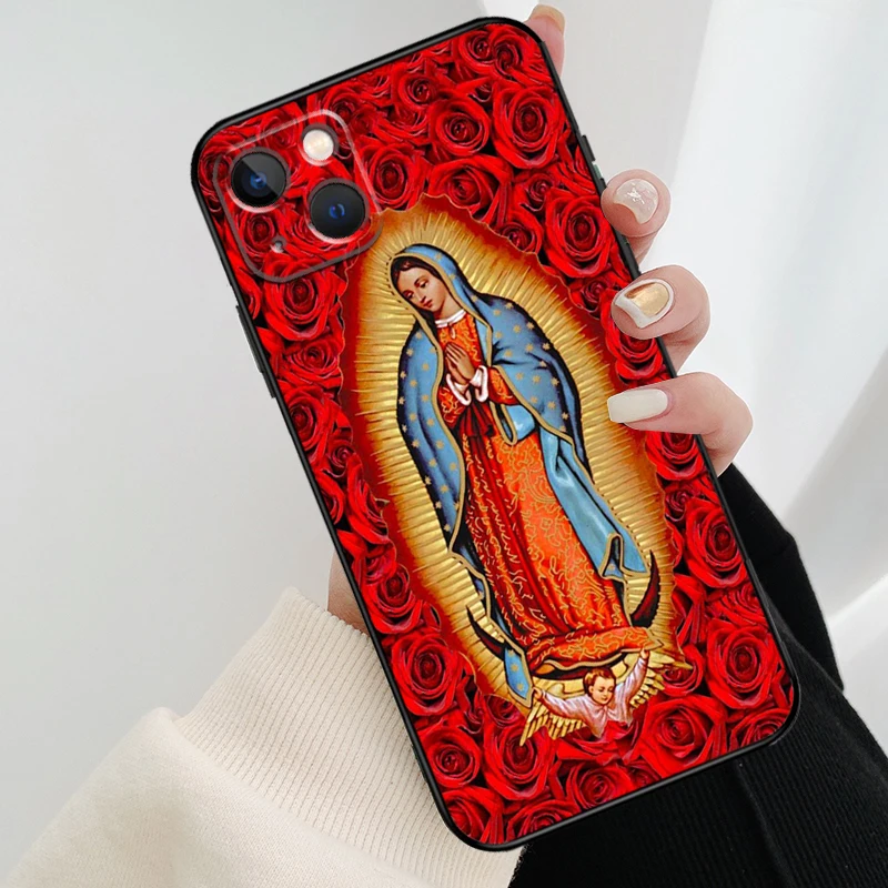 Virgen De Guadalupe Virgin Mary Phone Case For iPhone 11 12 13 14 15 Pro XS Max Mini Cover For iPhone X XR 7 8 Plus Back Case