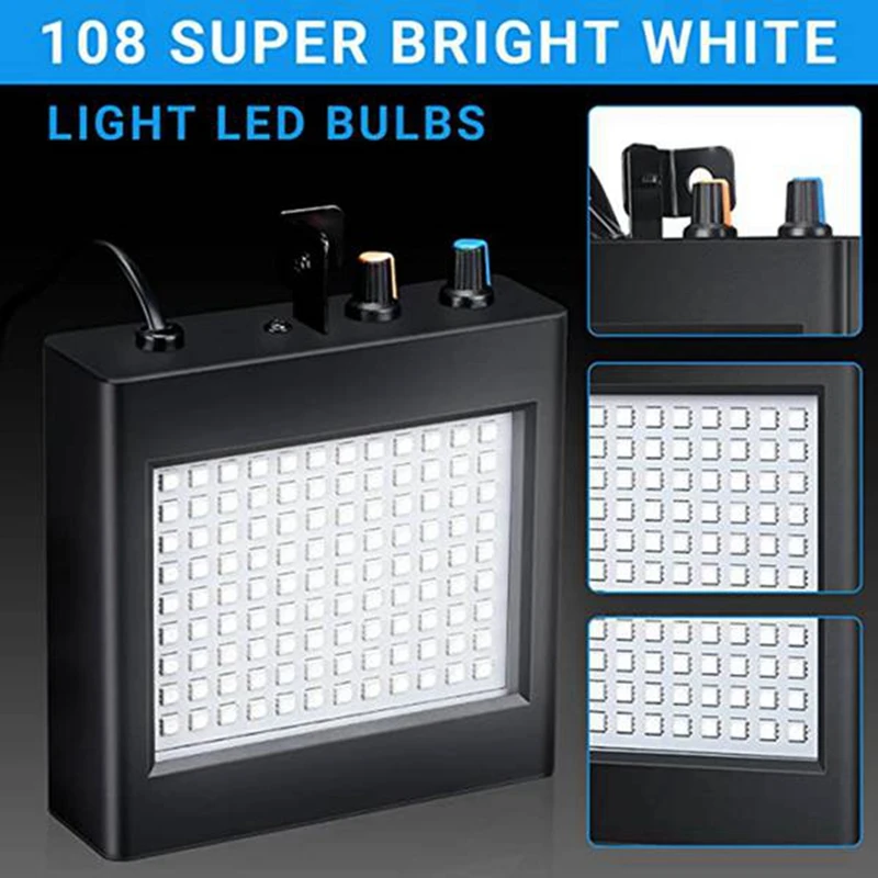 4 Strobe Lights White 108 Bright LED Bulbs Party Lights Lights For Party Room Stage Dance Birthday DJ Bar Show EU Plug