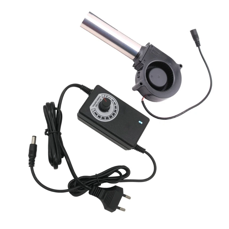 7530 BBQ Blower With Long Air Duct DC12V 220V Adjust Speed Controller for Firewood Barbecue Stove Quiet Fan