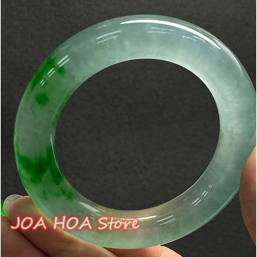 Latest Product Bangle Thick Round Bar High Ice Green Foating Green Bracelet Flower Exquisite Fashion Handring Fine Jewelry