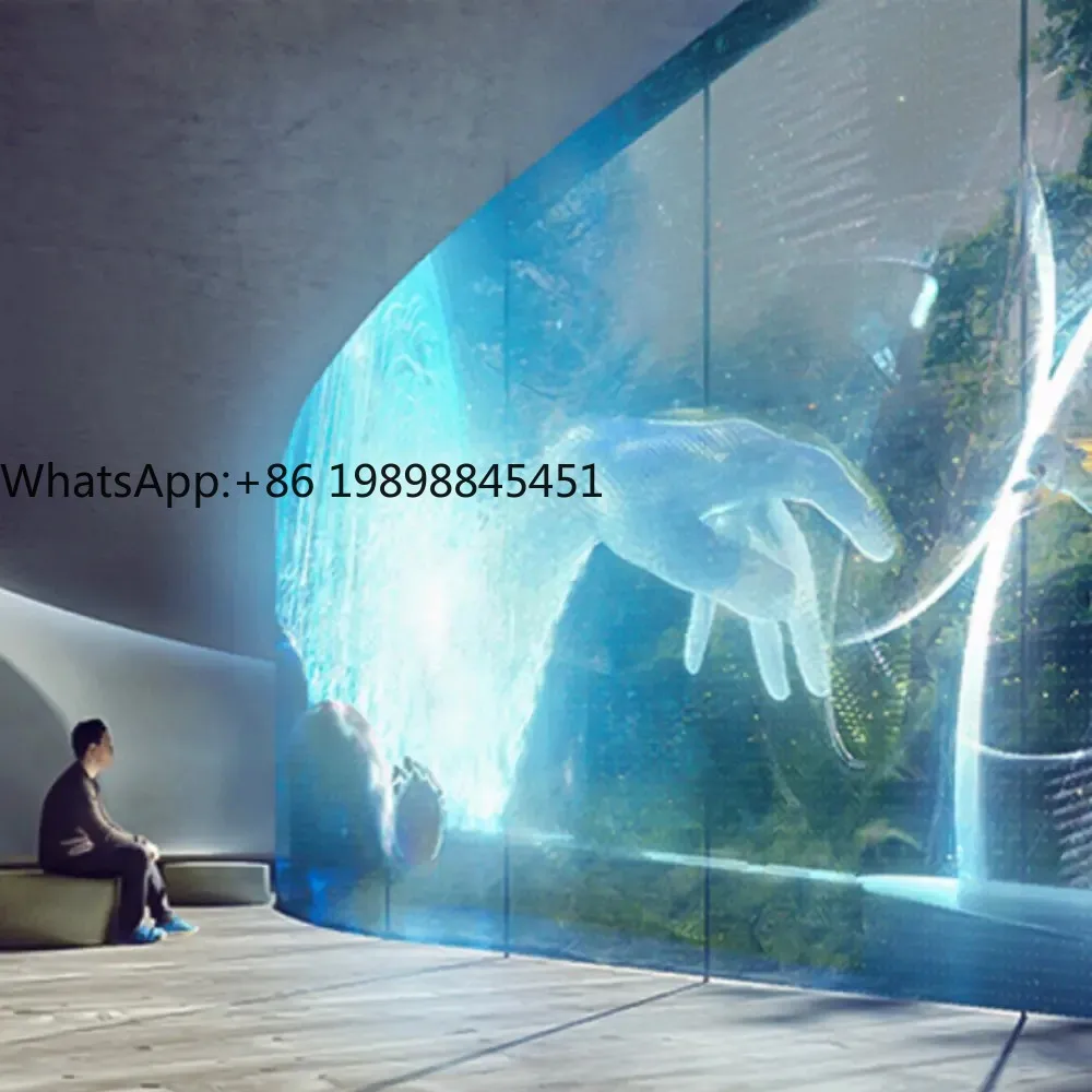 P8 داخلي مرن لاصق LED شاشة فيلم شفافة زجاج عمر طويل متانة لمراكز التسوق متاجر البيع بالتجزئة #1