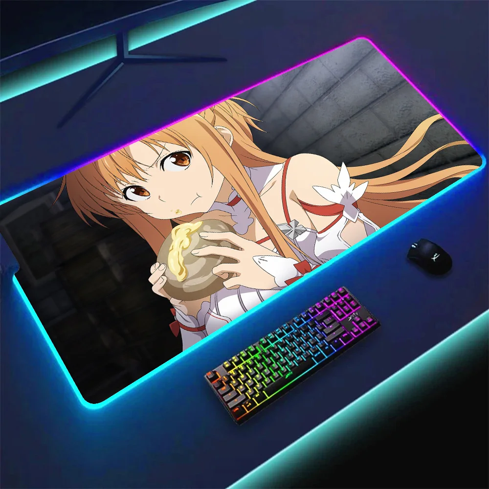 لوحة ماوس بإضاءة خلفية RGB كبيرة ، فن السيف على الإنترنت ، يوكي أسونا ساو ، حصيرة مكتب الفضاء ، لوحة ماوس للألعاب ، حصيرة مضيئة #3