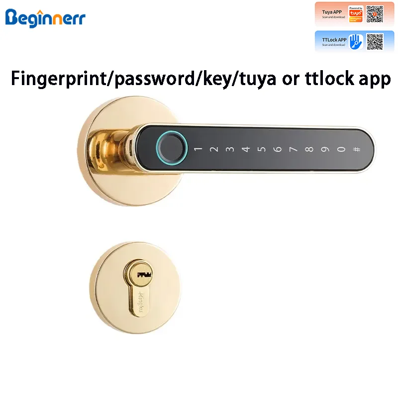 

Brazil split lever smart door lock Ttlock Tuya BLE Euro mortise 72mm 85mm Biometic Fingerprint Password Key handle door lock