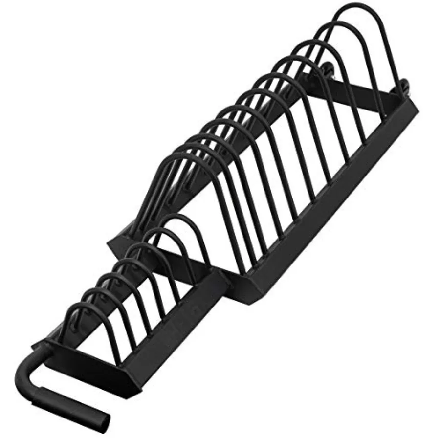 

Valor Fitness Portable Bumper Plate Storage Rack Horizontal Floor Storage with Wheels up to 16 Plates - Home Gym Organization i