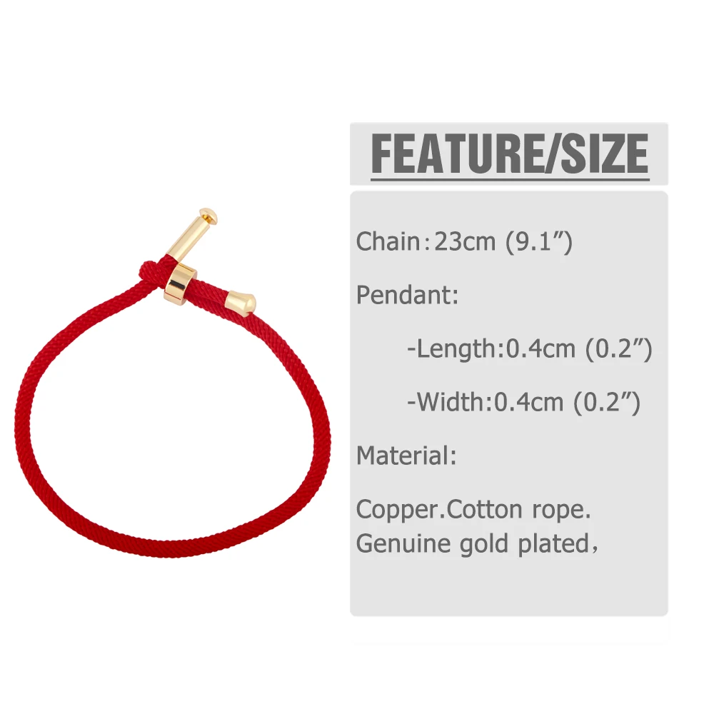 OCESRIO Colorful Adjustable Cotton Red Rope Bracelet Chain Gold Plated  Copper DIY Components for Jewelry Making cana002