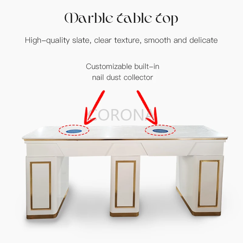 Professional Double Nail Tech Art Desk Table Salon Furniture Manicure Table And Chair Set - view 5