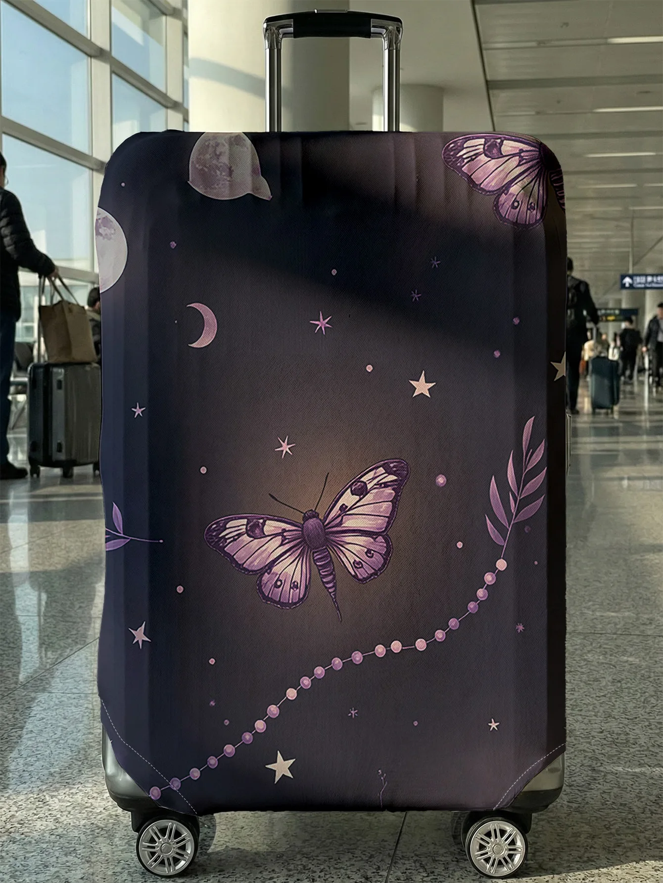 

Purple Butterfly Moon Star Print Luggage Cover, Suitable for 18-32 Inch Luggage Cover, Luggage Handle Glove, Travel Accessories