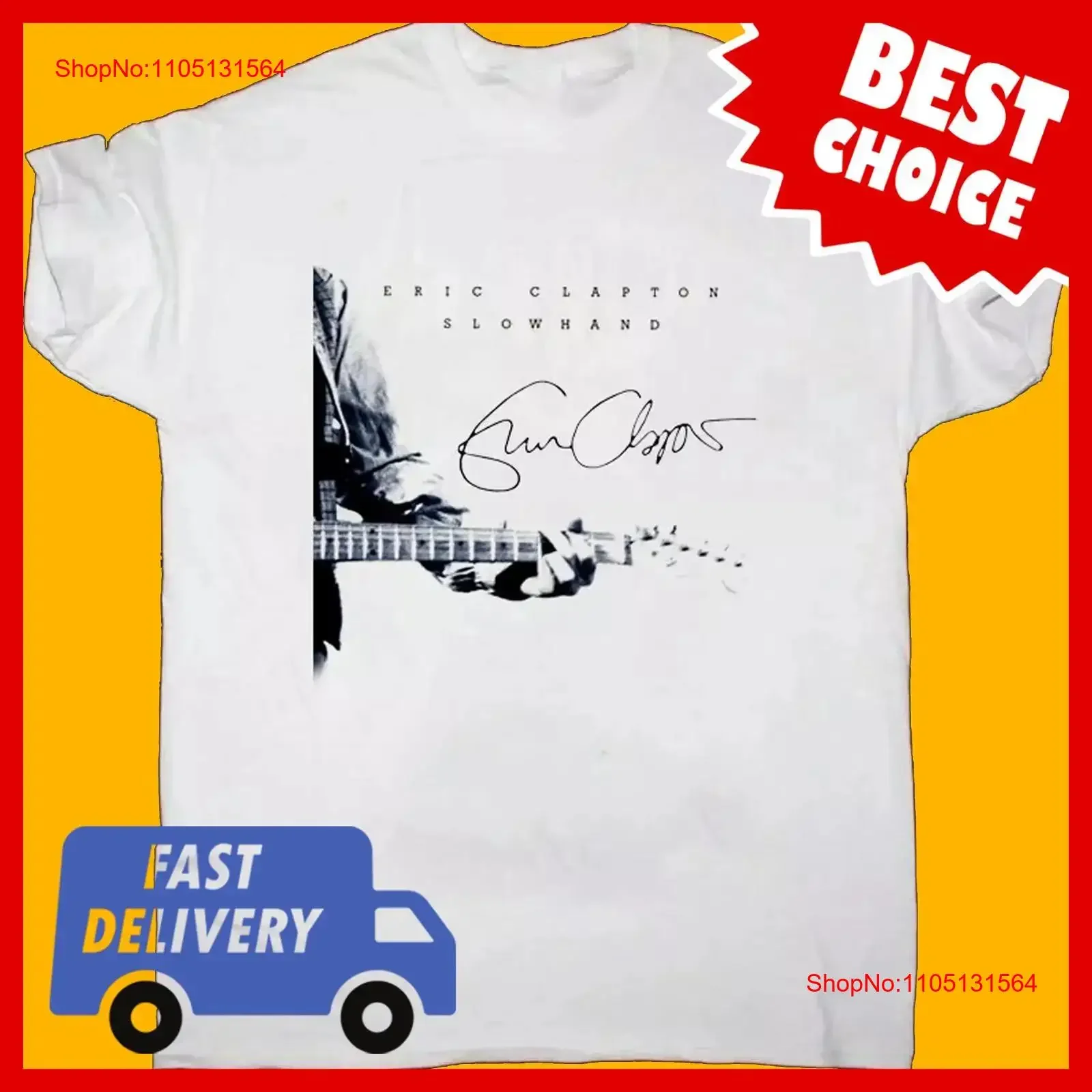 

Eric Clapton Slowhand Signature Белая футболка винтажная стираная графика унисекс дизайнерская одежда уличная повседневная одежда