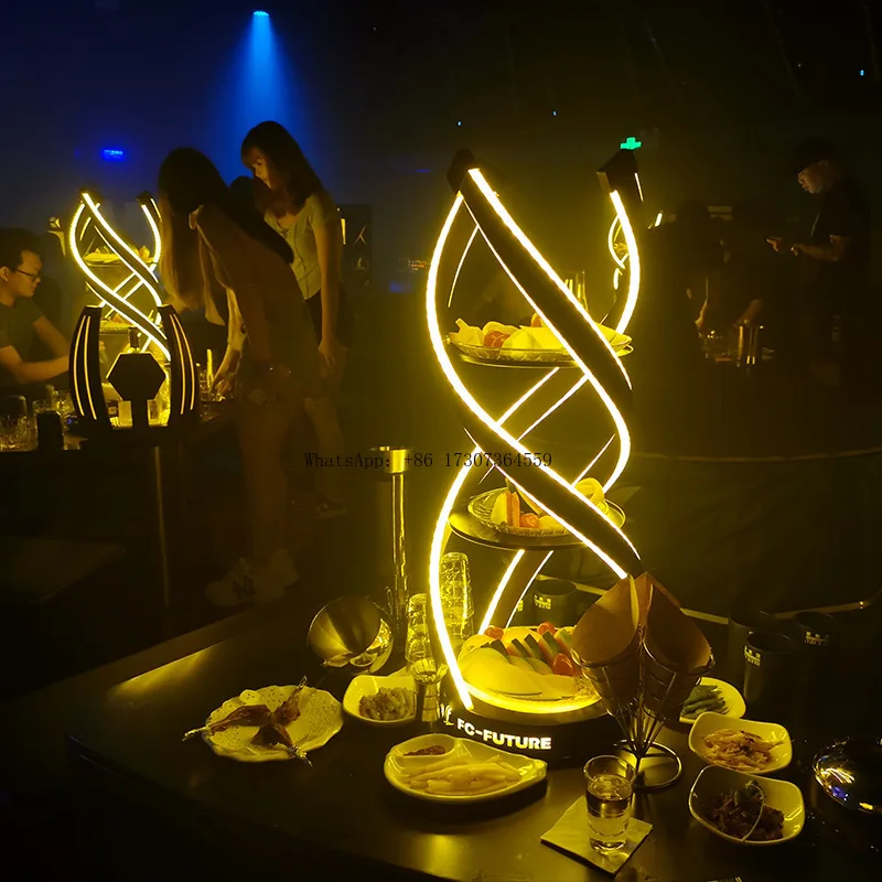 

New bar luminous fruit plate creative KTV international club night club luxury spiral three-layer fruit plate platter rack