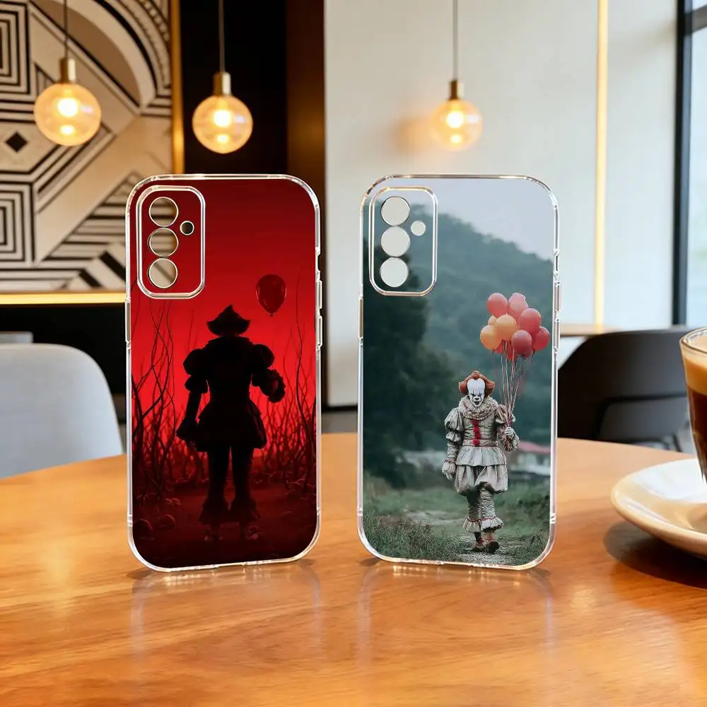 

Creepy Clown silhouette with Red Balloons Phone Case For SamsungA10,12,20,21S,30,31,40,50,51,52,70,71 Transparent Cover
