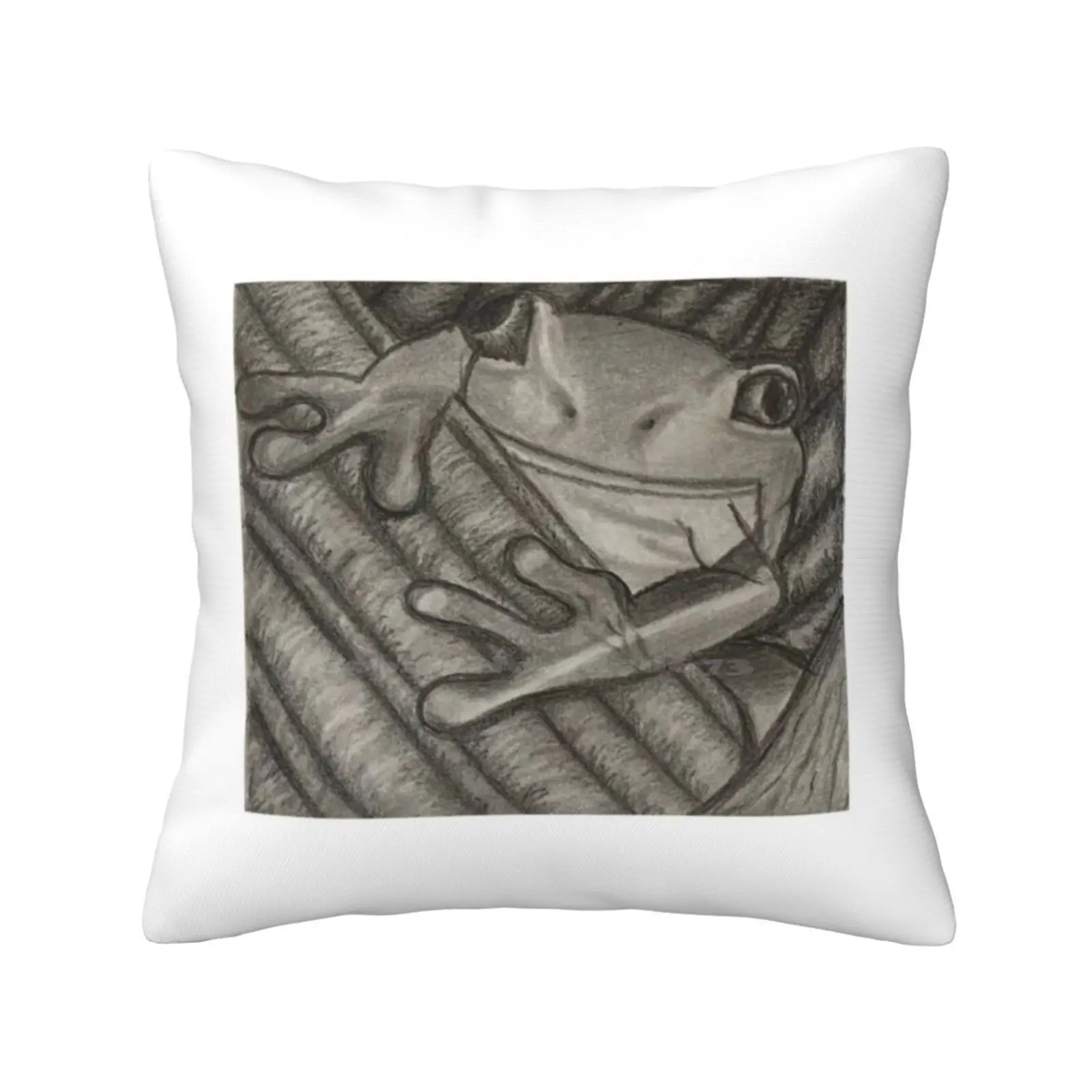 Black And White Tree Frog Pillow Cover Hug Pillowcase Tree Frog Realistic Black And White Realism Animal Drawing Frog Drawing