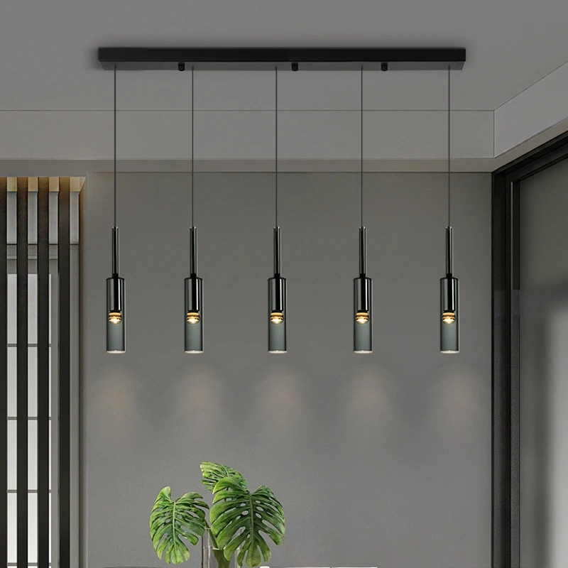 

Bedroom bedside pendant light Nordic light luxury simple crystal restaurant single head bar long line staircase pendant light