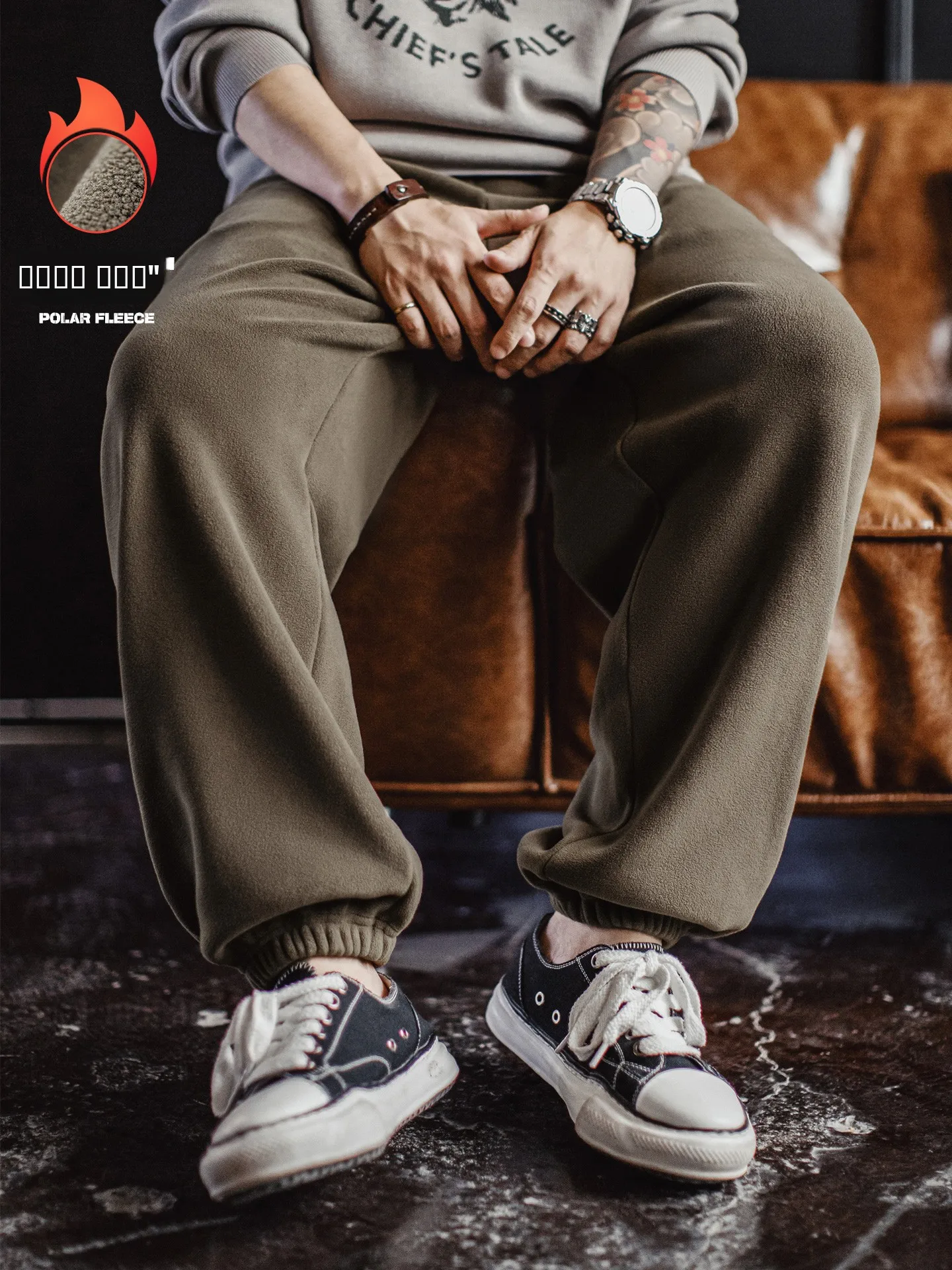 

Мужские вязаные брюки-карго Maden с флисовой подкладкой, в американском ретро-стиле, теплые зимние брюки с манжетами для повседневной носки