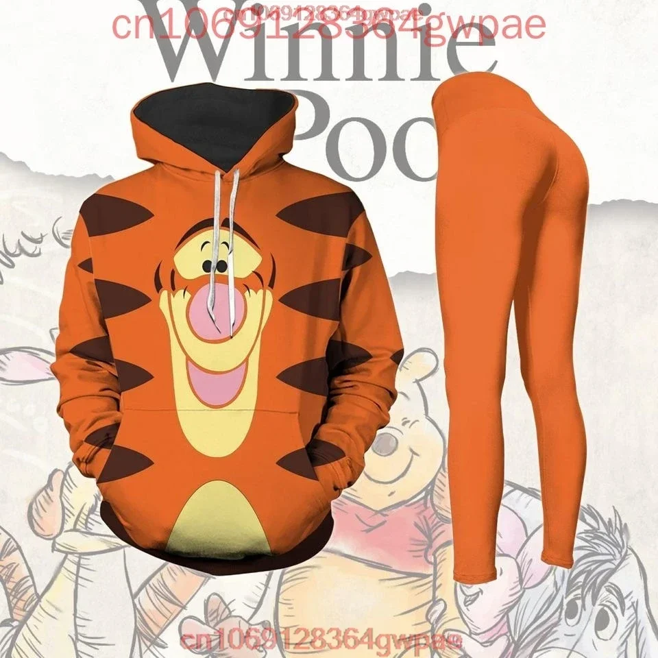 Disney Tigger Hoodie and Leggings Yoga Set Women's Winnie the Pooh Hoodie Yoga Pants Sweatpants Fashion Tracksuit Set