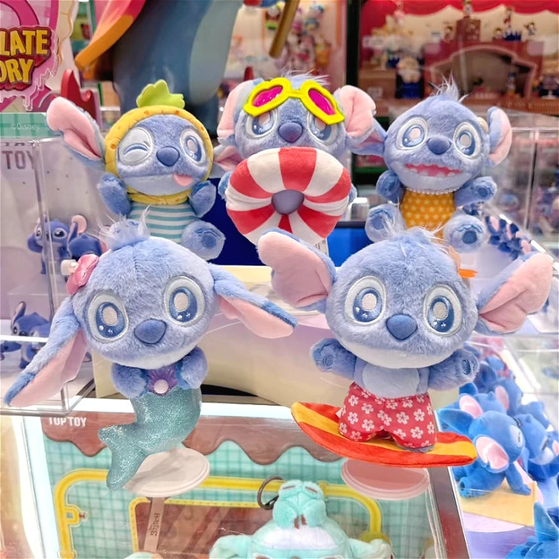 TOPTOY Stitch Serie Playa de Verano Caja Sorpresa Lindos Peluches Colgantes para Llavero Figuras Misteriosas de Escritorio Muñecos Bolsa Sorpresa Colgantes Regalo