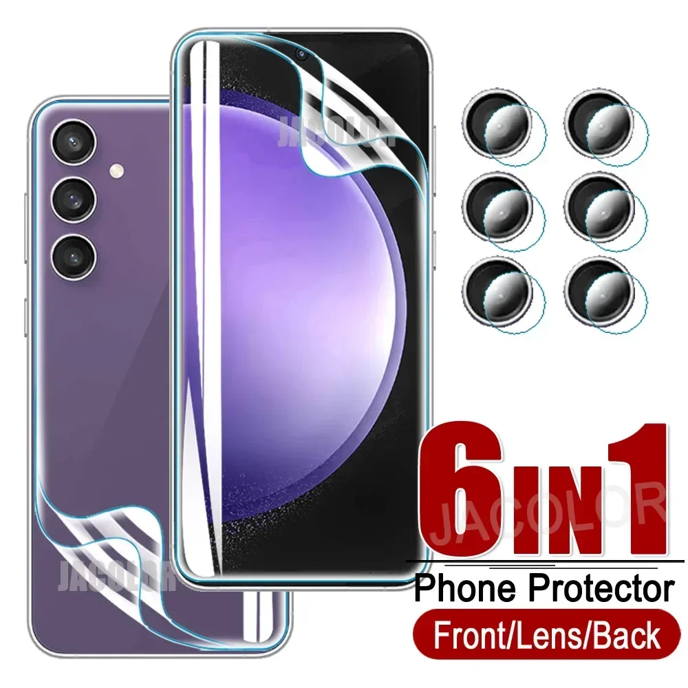 6in1 Safety Hydrogel Film For Samsung Galaxy S23 S21 FE Ultra Plus 5G Camera Lens Gel Screen Protetor S 23 23FE 21FE 23Ultra 5 G