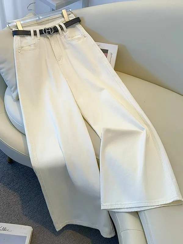

High Waist Loose Wide Leg Jeans Women's Light Blue Straight Floor-Length Trousers Spring New Style Fashionable Casual Pants