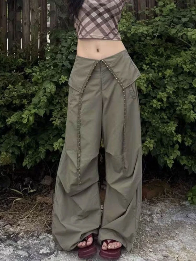 

HOUZHOU Vintage Y2k Cargo Pants Women Korean Style Baggy Hip Pop Trousers Grunge Harajuku Fashion Aesthetic Pants Streetwear