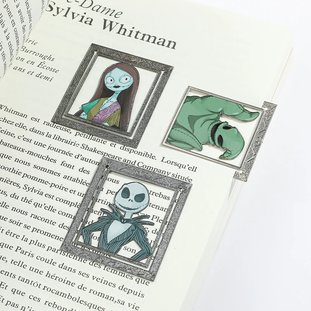 Jack Skellington Sally Oogie Boogie Metal Bookmark, Gothic Book Page Marker for Reading Journals Library, Halloween Gift for Fan