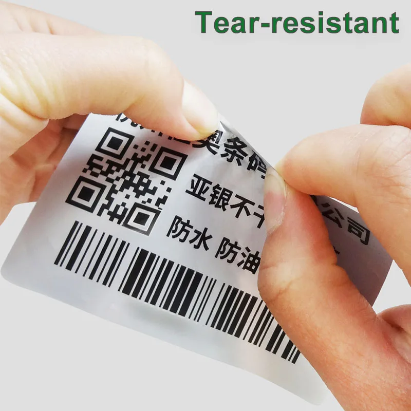 Mattes Silbernes Thermisches Aufkleberpapier auf Rolle, Bedruckbare Selbstklebende Etiketten, PET Wasserfeste Metallische Silber-Transfer-Barcode-Etiketten M110 – Detail 4