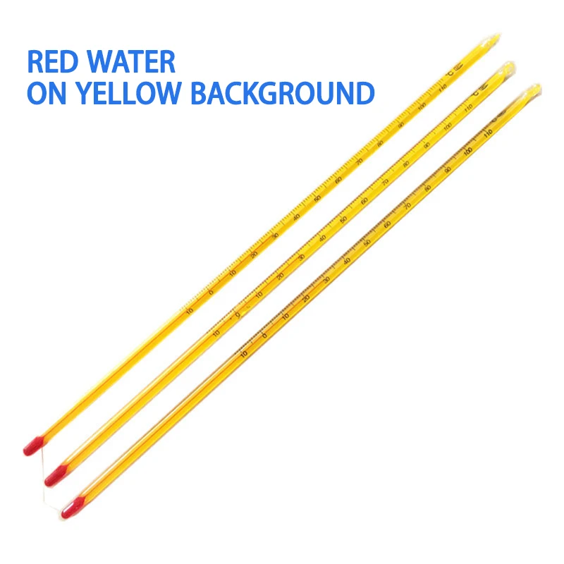 Yellow background red water thermometer glass rod 30 cm 0-100 degrees chemical experimental agricultural water thermometer