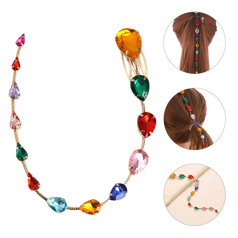 Teardrop Hair Accessories Chain Rhinestone Tassel Clip Crystal Long Hair Chain Braids Tool Women Decorative Jewelry