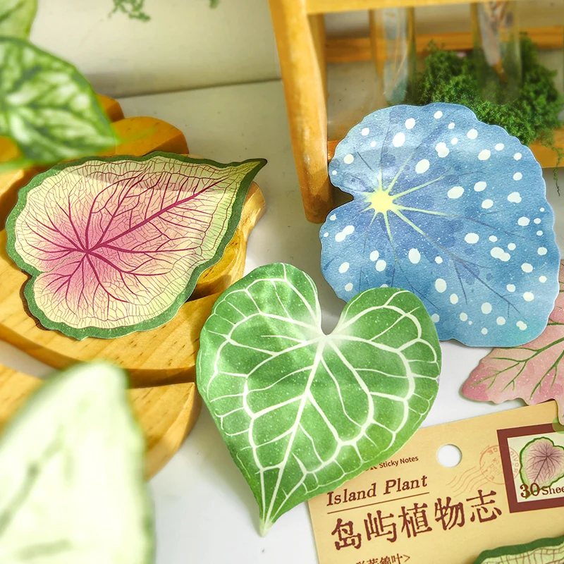 30pcs Island Plant Chronicles Series Fresh Watercolor Plants Student Handbag Memo Message N Times Sticky Post it