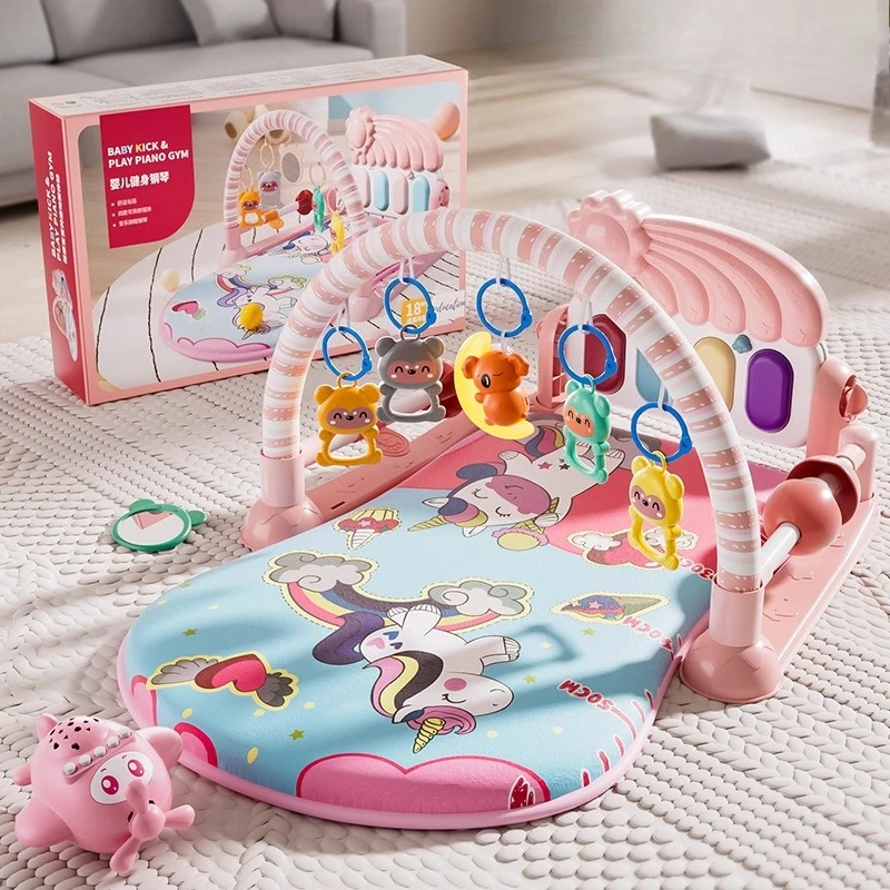 

Adjustable Infant Kick Piano Play Gym, Tummy Time & Lay Down Play Mat with Lights & Melodies, Developmental Toy for 0-12 Months