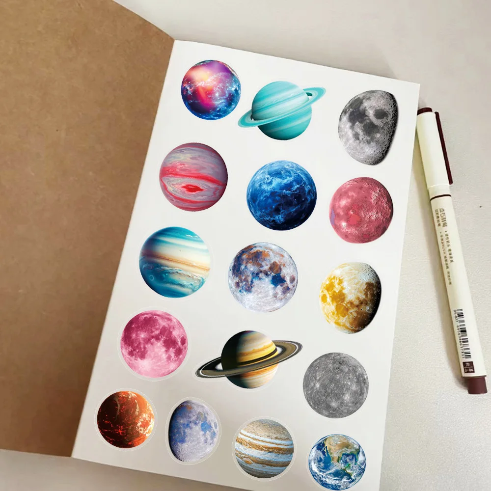 50/100 قطعة من ملصقات Space Planet PET - شارات شفافة مقاومة للماء للجيتار والكمبيوتر المحمول والبيانو والثلاجة والقرطاسية #5