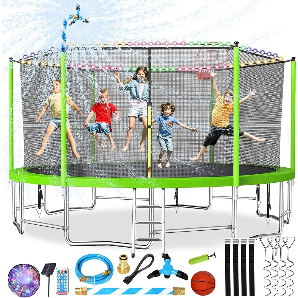 Upgraded 16FT Trampoline for Kids and Adults, Large Outdoor Trampoline with Enclosure,