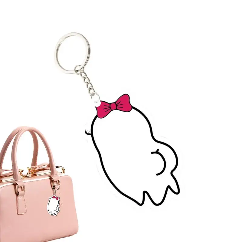 Ghost Charm Pendant 2D Long Distance Friendship Acrylic Cartoon Keychain Backpack Charm Decorations For Graduation Christmas