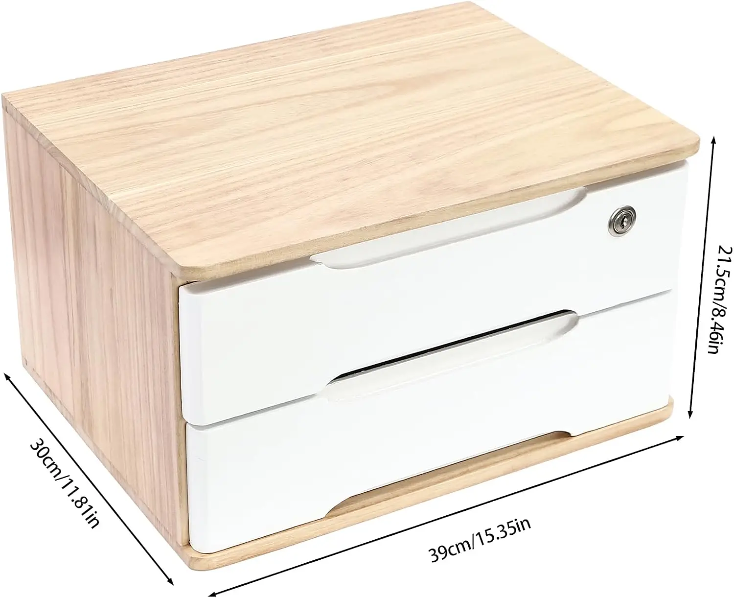 Boîte de rangement de bureau à 2 niveaux, organisation de tiroir de fournitures de bureau avec tiroir verrouillable pour fournitures de bureau, fournitures scolaires