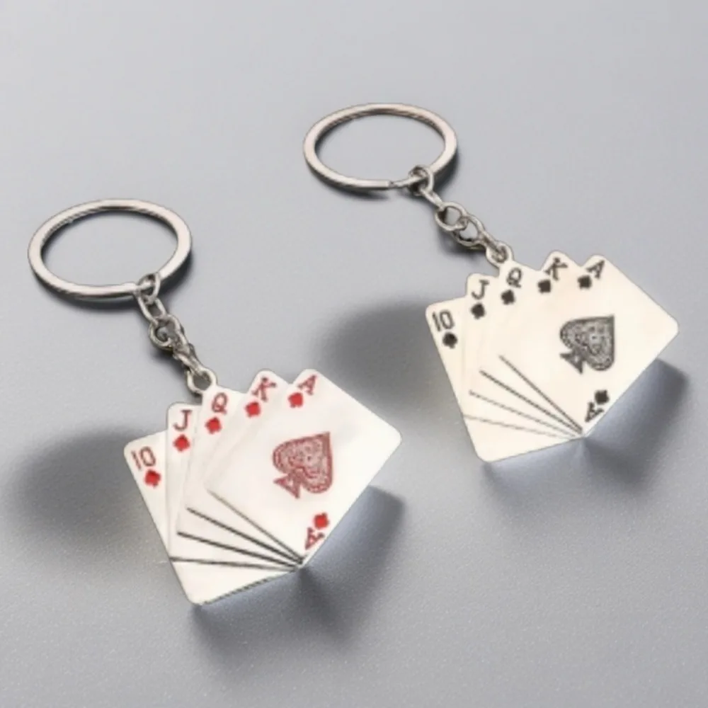 Mini Metal Cute Creative Poker Keychain Cards Pendant Key Ring Accessories Enthusiast Playing Personalized Keyring Lover Gift